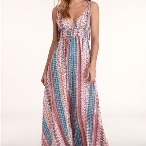 Lulu’s Flowy Pink and Blue Maxi